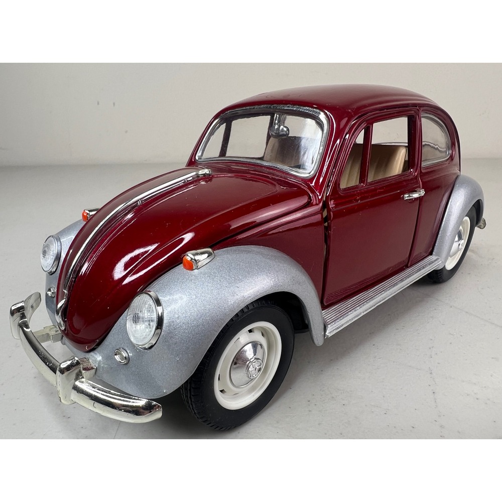 SunnySide 1967 Volkswagen Beetle 1/18 Scale Diecast Model Car Burgundy Silver